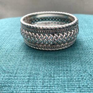 Brighton Hinged Basket Weave Bracelet in Silver